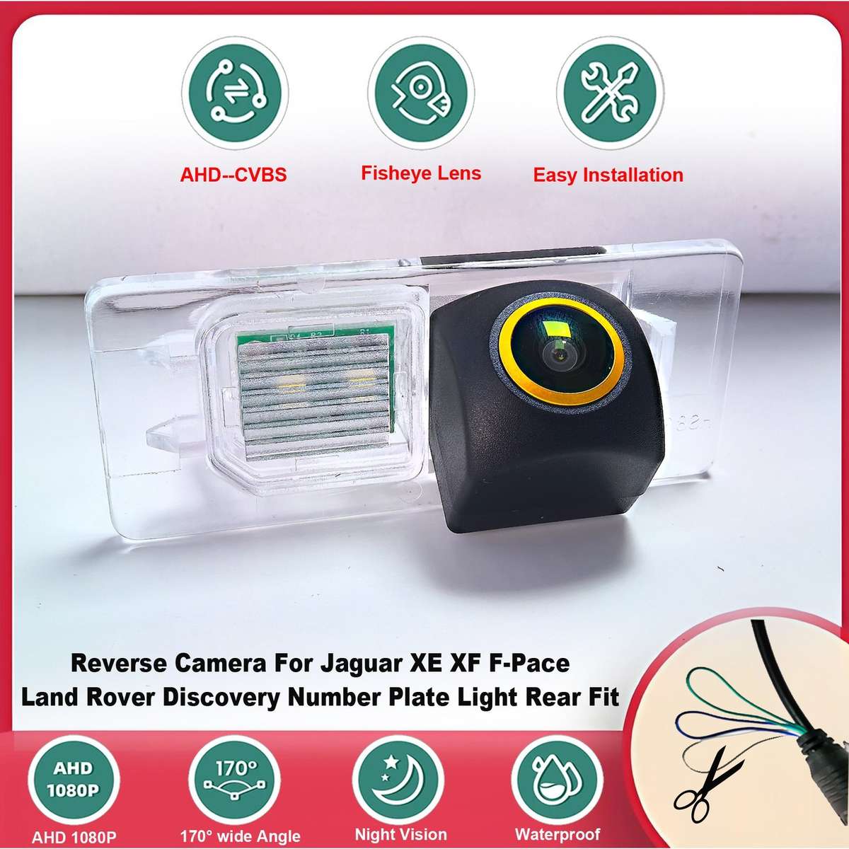 AHD 1080P Rear View Reverse Camera For Land Rover Discovery Number Plate Light