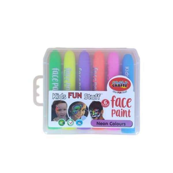 Neon Colors Face Paint Set Of 6 Sticks For Kids Parties &amp; Sports