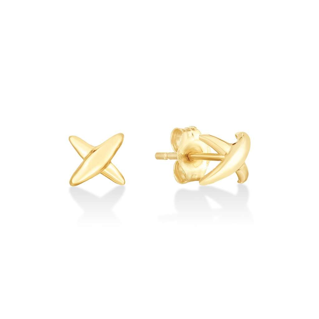 Gold Cross Over Earrings