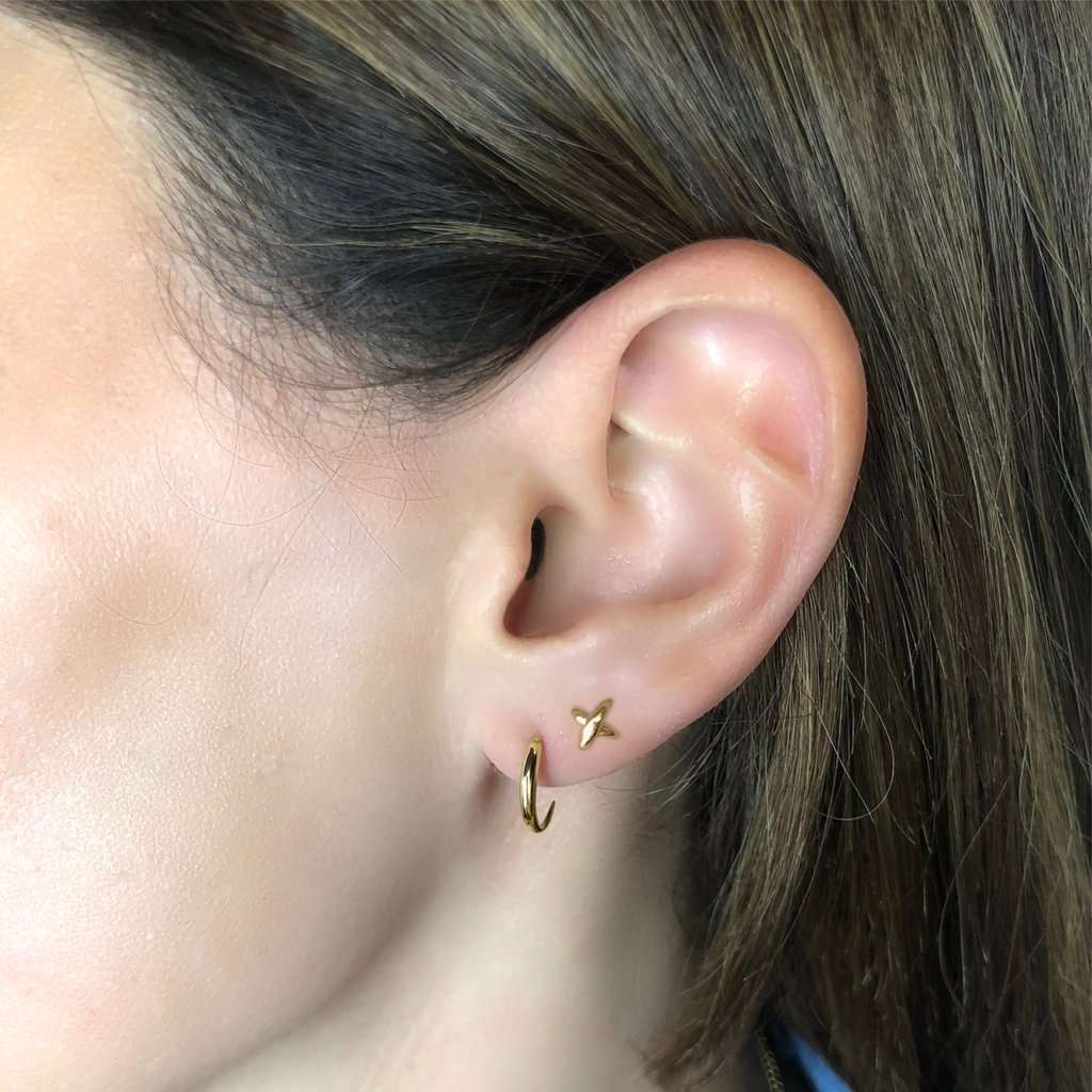 Gold Cross Over Earrings