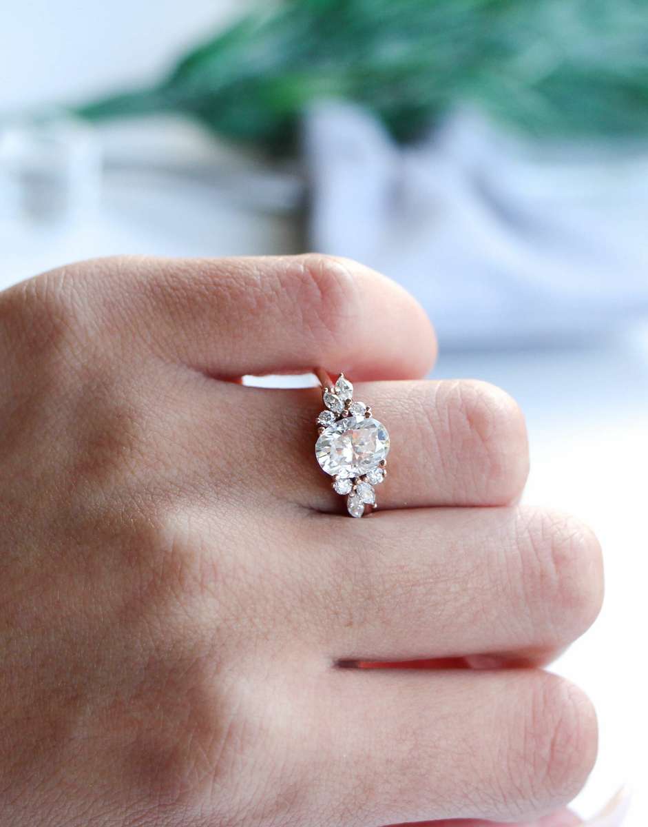Oval Cluster Engagement Ring