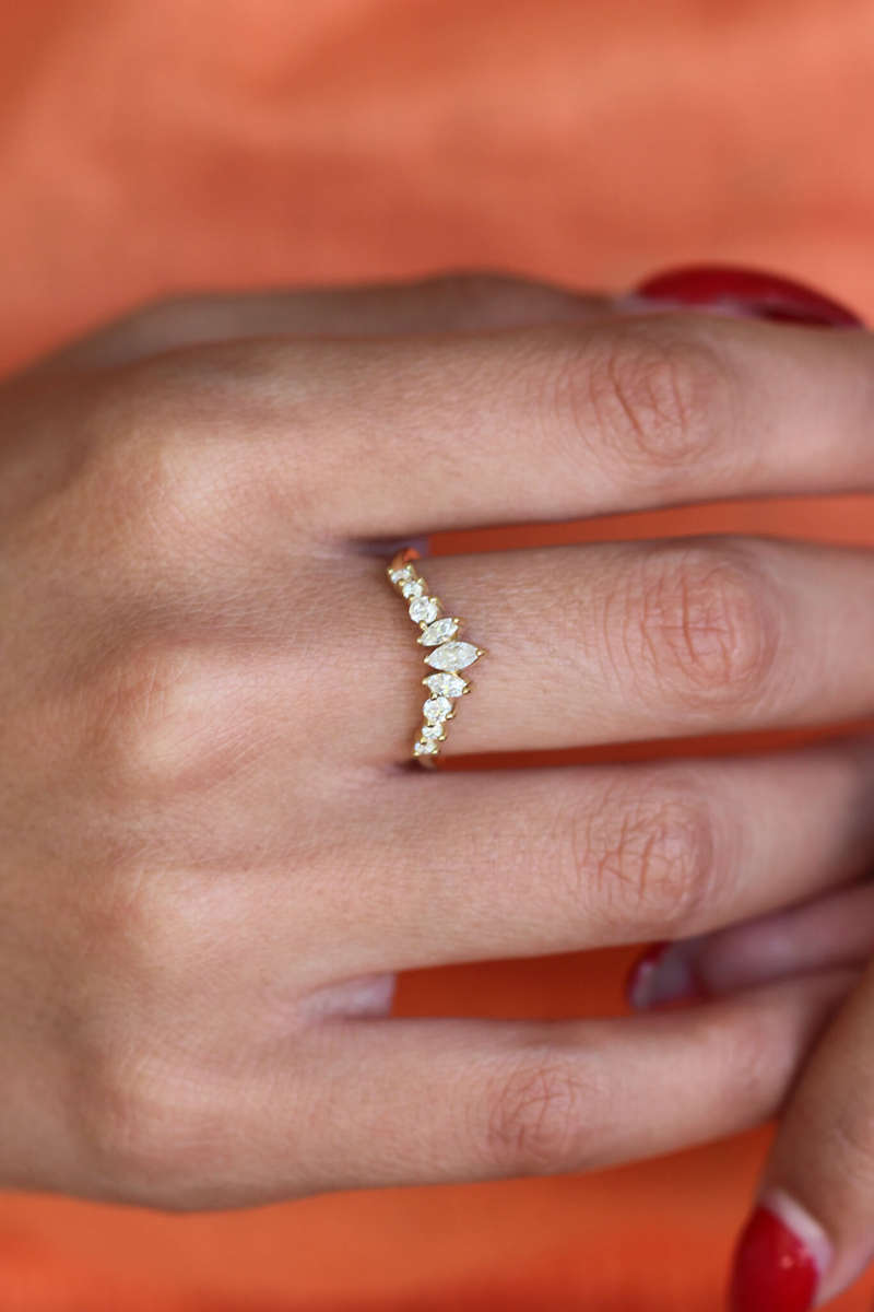 Marquise Moissanite Crown Eternity Ring