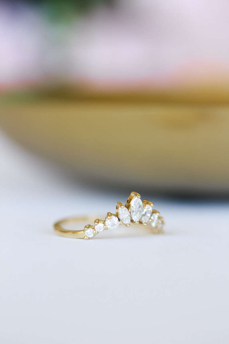 Marquise Moissanite Crown Eternity Ring