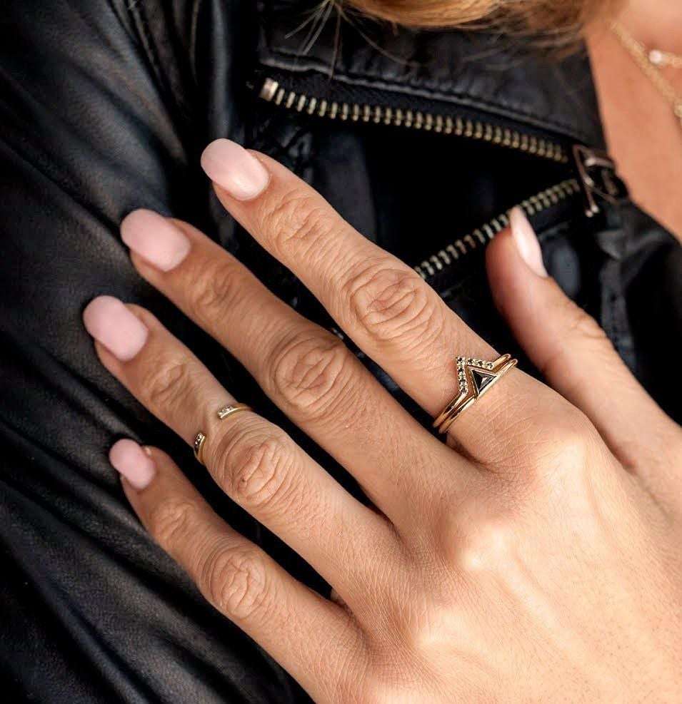 Trillion Black Moissanite Ring Set