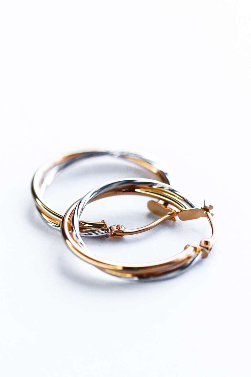 Two Tone Gold Hoop Earrings