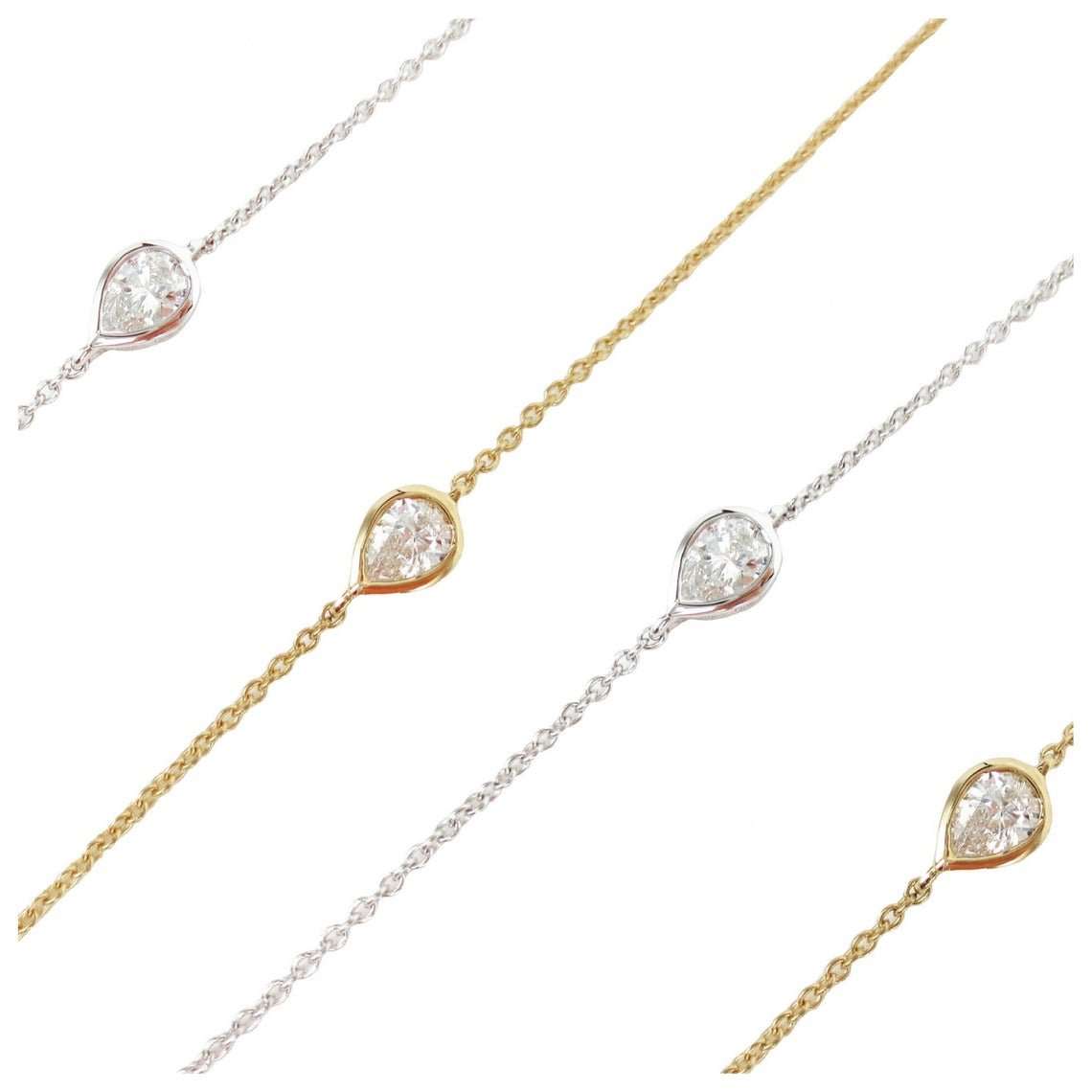 Bezel Set Pear Shaped Moissanite Bracelet