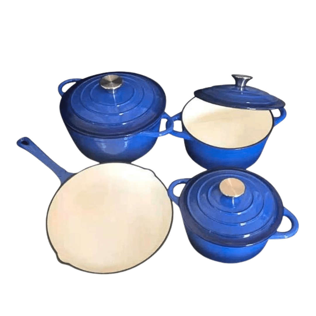 Muett 7 Piece Cast Iron Cookware Set - Blue