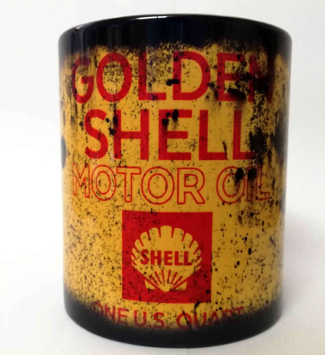Messy oil can Coffee mug Golden Shell White