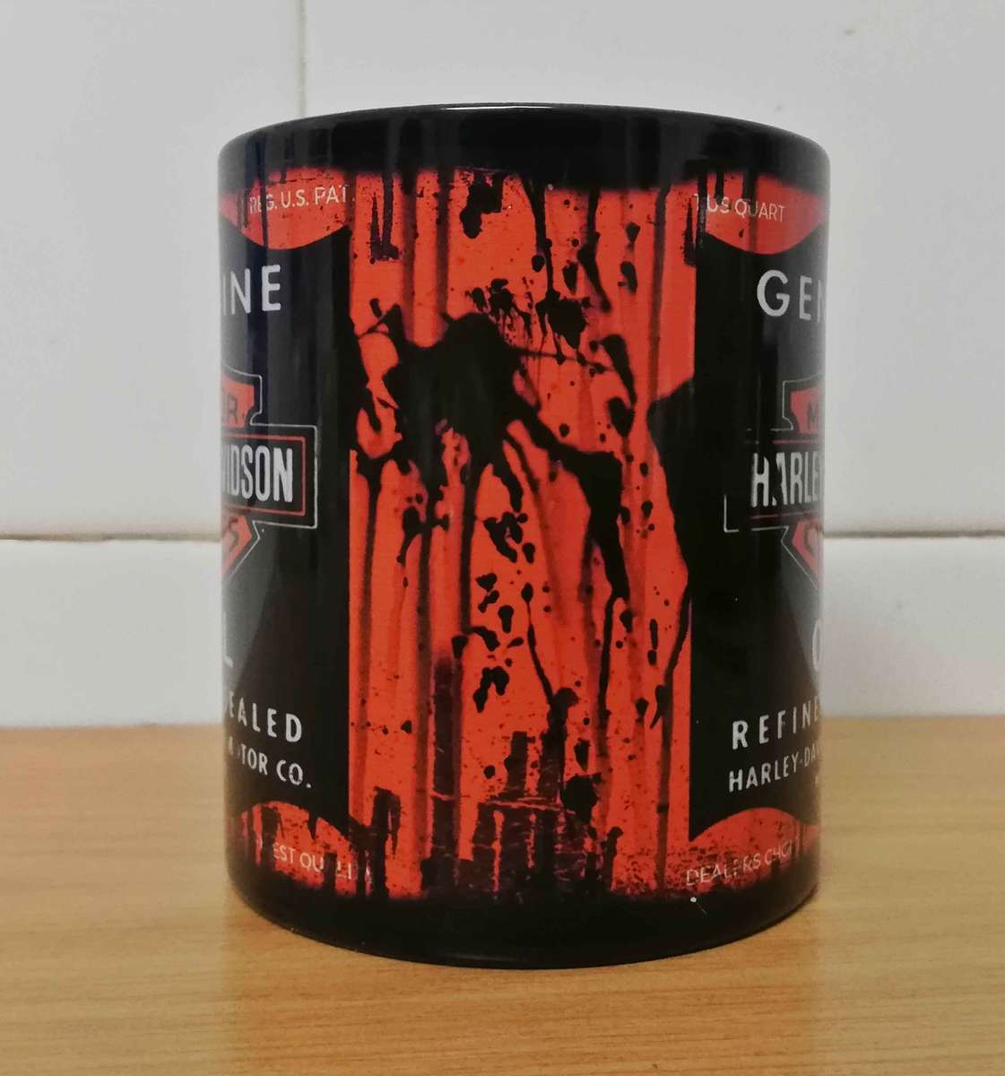 Messy oil can Coffee mug Harley Davidson White