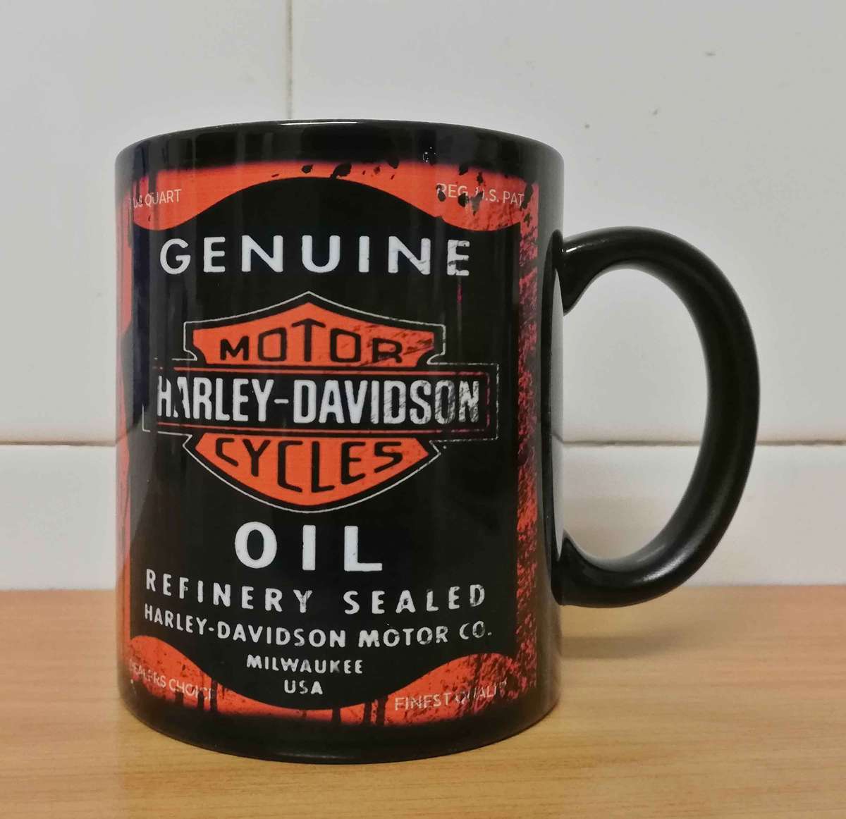 Messy oil can Coffee mug Harley Davidson Black