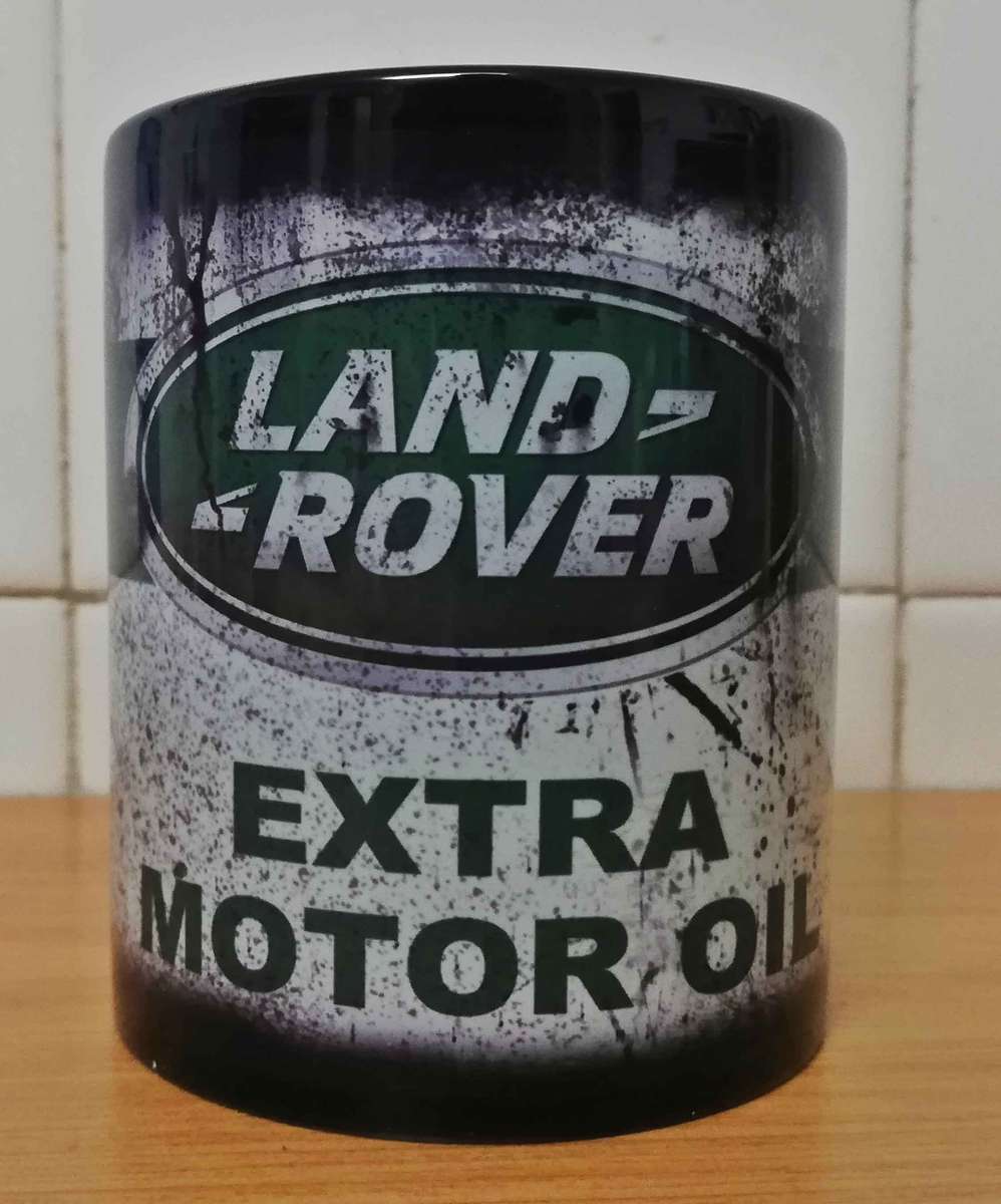 Messy oil can Coffee mug Land Rover Black