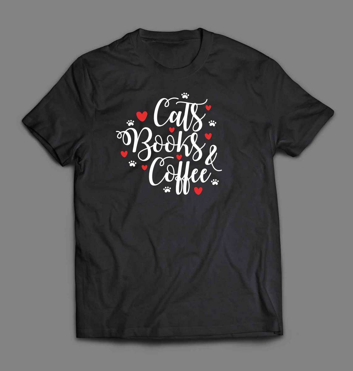 Cats books and coffee T-shirt