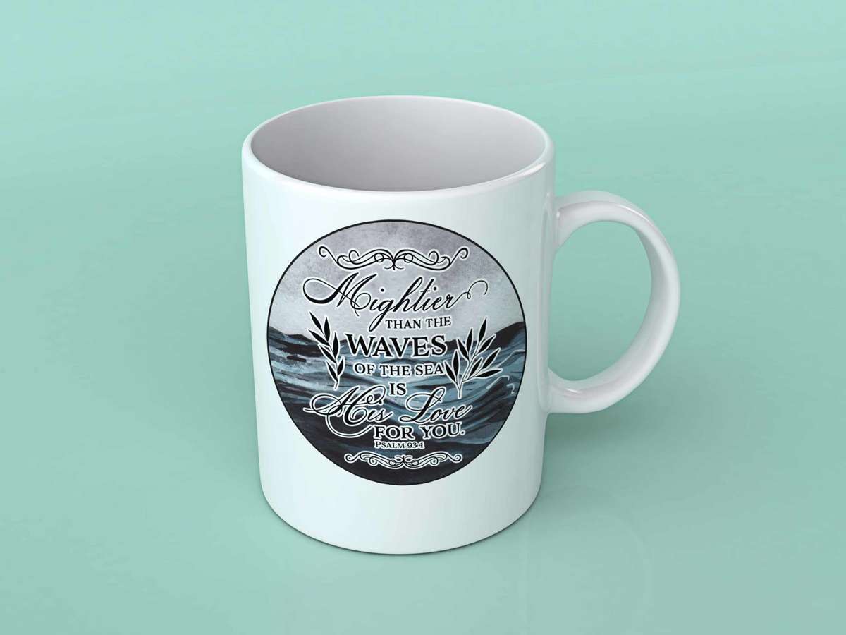 Mightier than the waves coffee mug