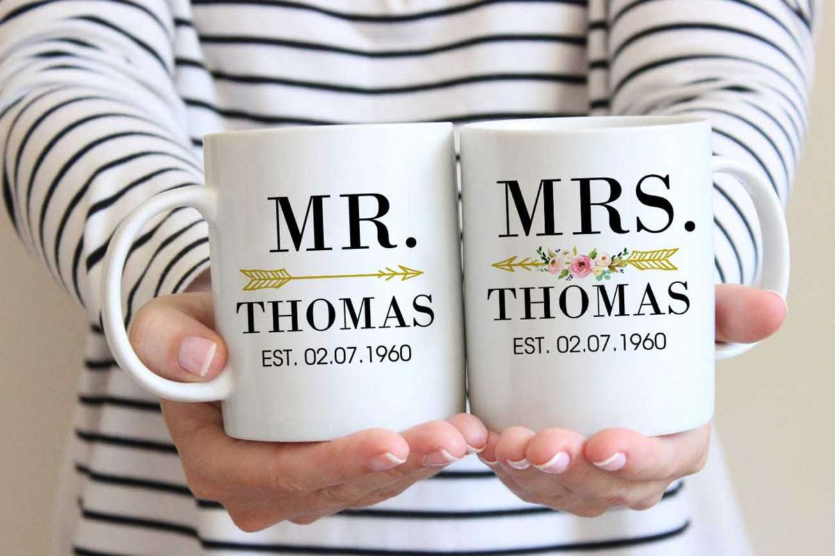 Mr and Mrs Anniversary wedding mugs