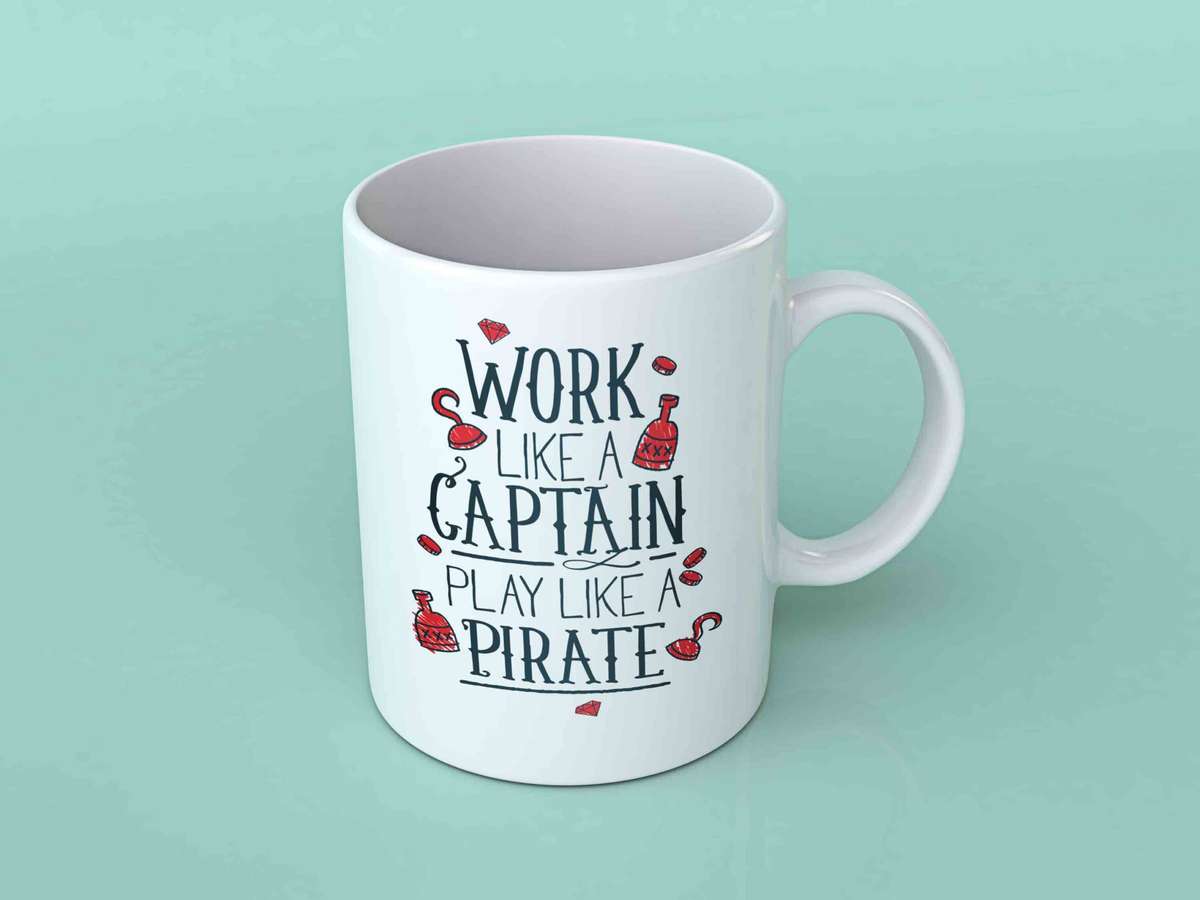 Work like a captain play like a pirate coffee mug