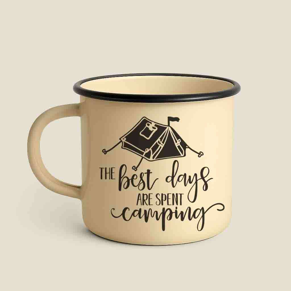 Custom Enamel Mug  Best Days Are Spent Camping Laser Engraved