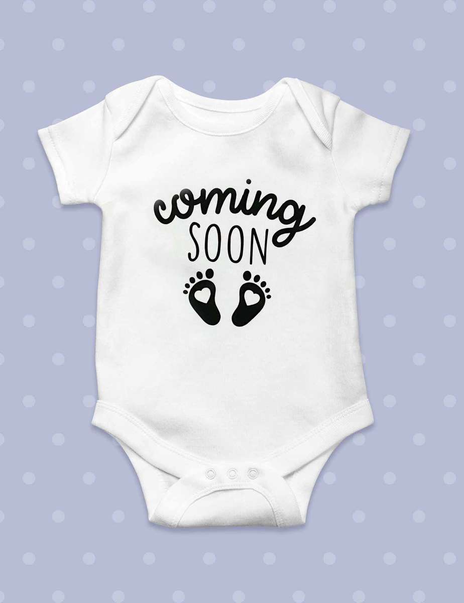 Coming soon Baby announcement Baby grow