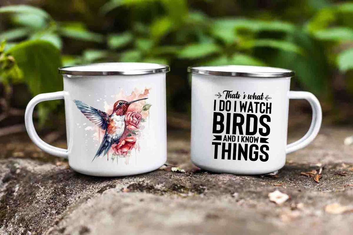 Bird watcher enamel mug 2
