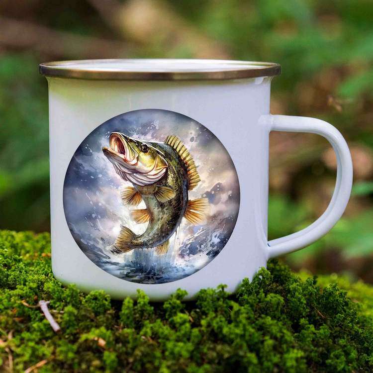 Fishing enamel mug design 2