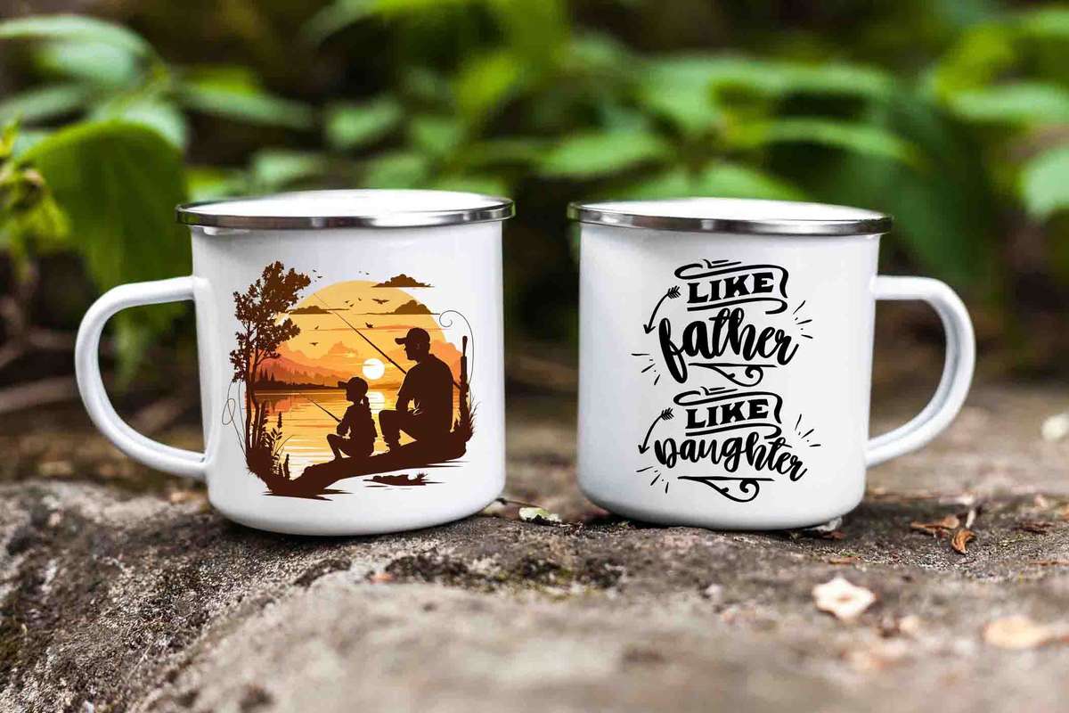 Like father like daughter enamel fishing mug 4