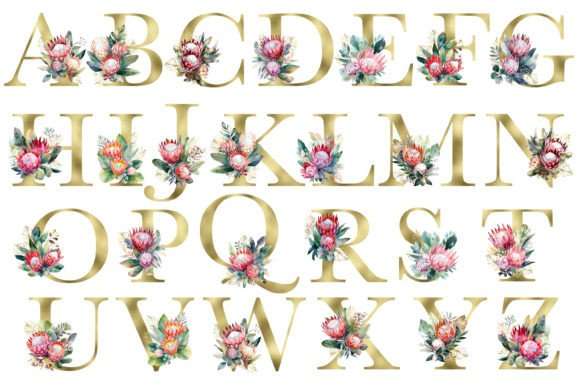 Initial and protea mug