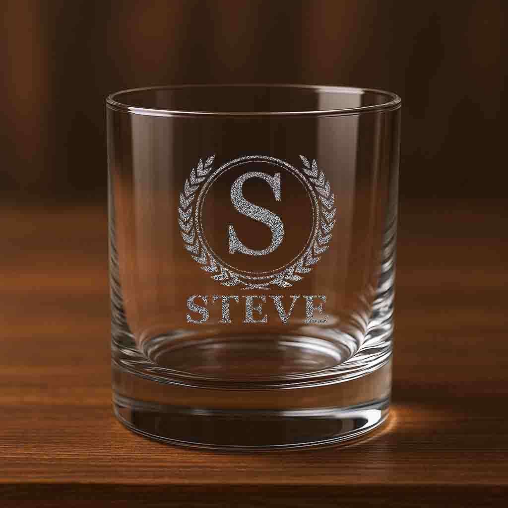 Personalised Whiskey Glass  Initial & Name Monogram