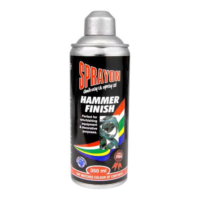 SPRAYON HAMMER FINISH SPRAY PAINT SILVER 350ML