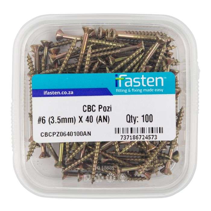 IFASTEN CBC POZI NO6 3.5MMX40MM 100 PT