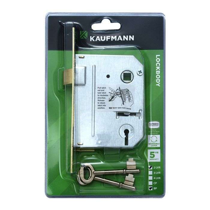 KAUFMANN LOCKBODY 2 LEVER SABS BRASS PLATED