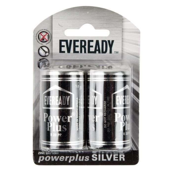 EVEREADY BATTERY R20PP D CELL 2 PACK