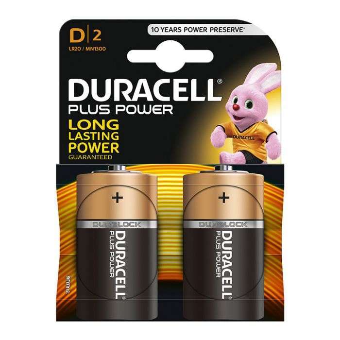DURACELL BATTERY PLUS D 2 PK