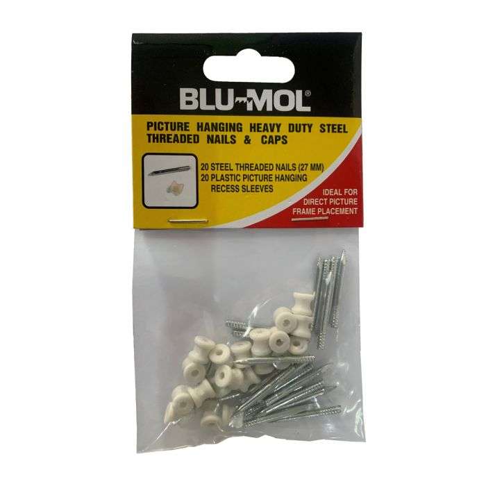 Blu-Mol Heavy Duty Steel Threaded Nails &Caps 27mm