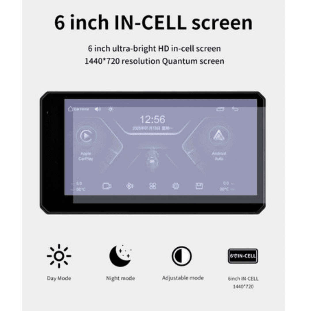 Motorcycle DVR 6.25 Display  Wireless CarPlay, Android Auto, GPS