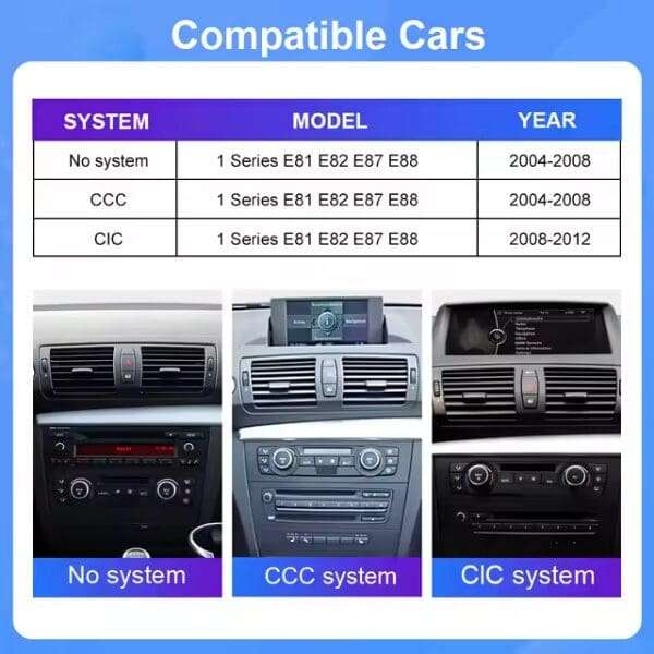 BMW E87 1 Series 10.25 Android Multimedia Display  Compatible with CCC iDrive System (2004...