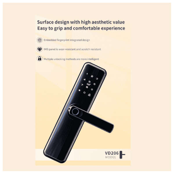 Smart Biometric Door Lock 2024 Model - Black Right