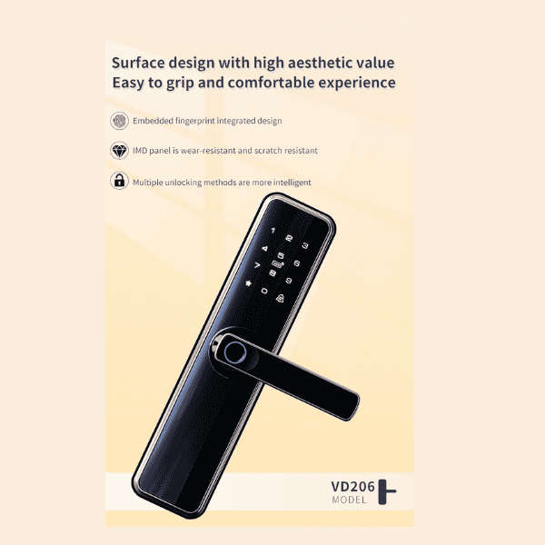 Smart Biometric Door Lock 2024 Model - Black Left