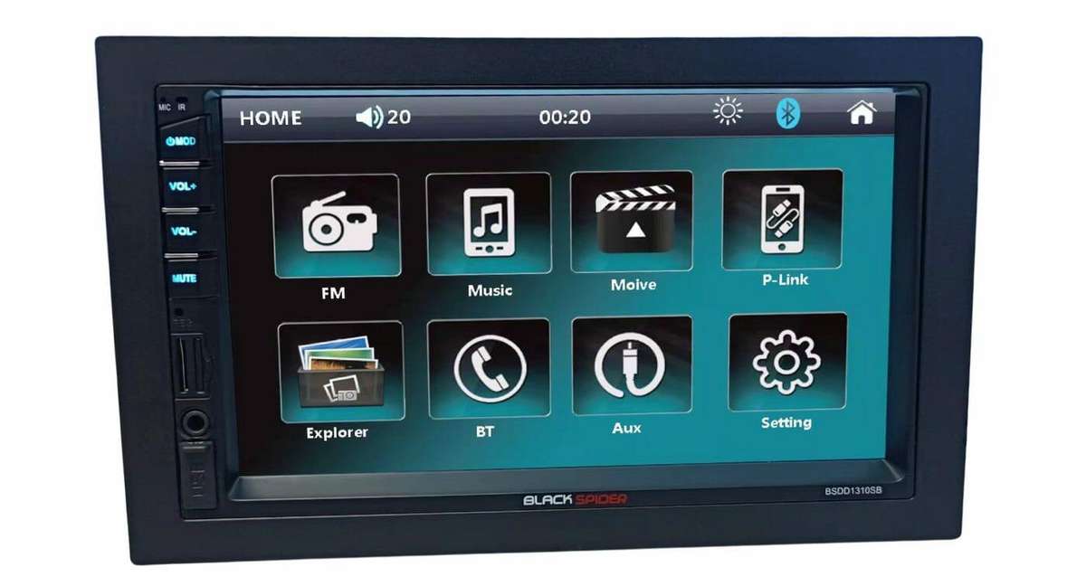 Blackspider BSDD1310SB 2Din Short Base Bluetooth USB Ext Mic Media Player