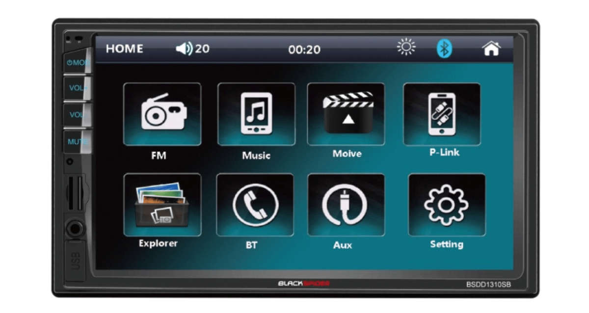 Blackspider BSDD1310SB 2Din Short Base Bluetooth USB Ext Mic Media Player