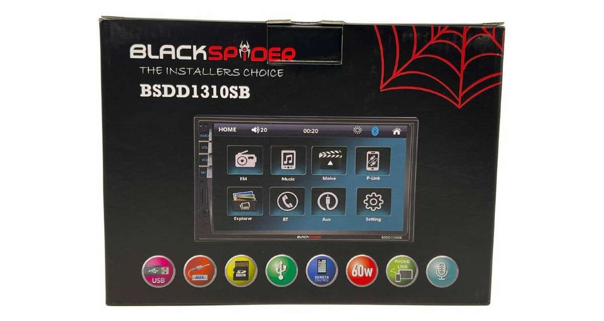 Blackspider BSDD1310SB 2Din Short Base Bluetooth USB Ext Mic Media Player