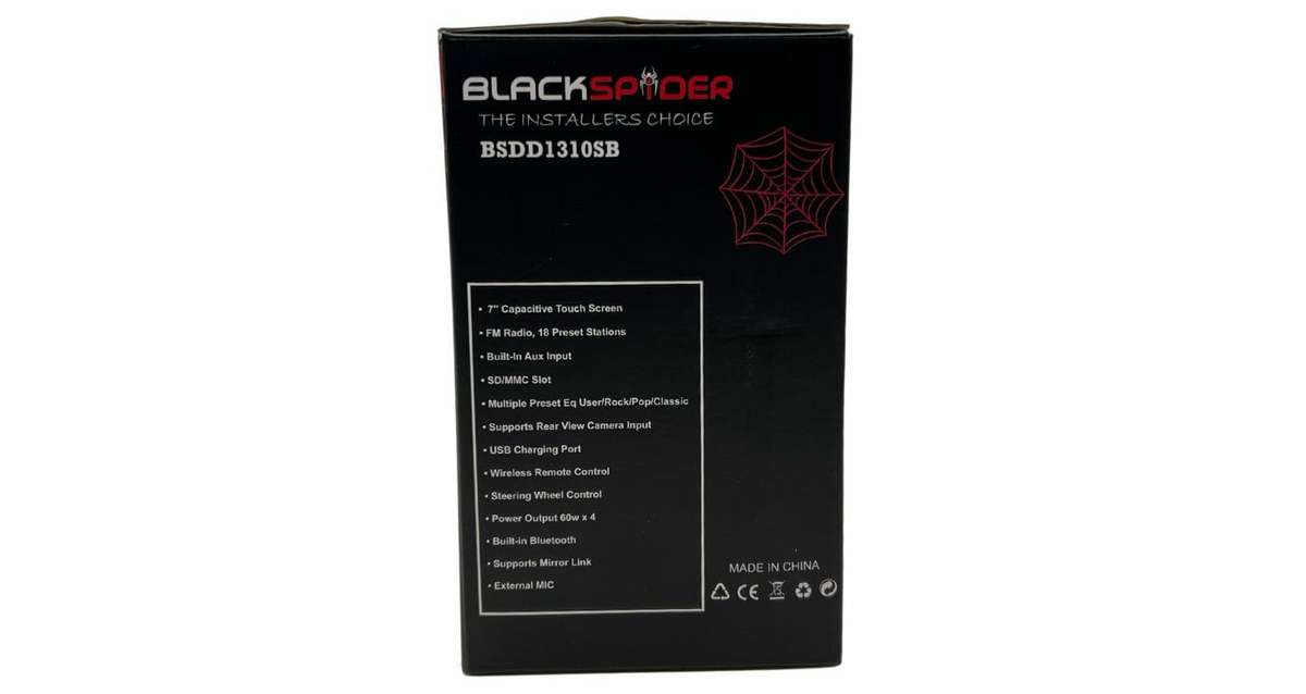 Blackspider BSDD1310SB 2Din Short Base Bluetooth USB Ext Mic Media Player