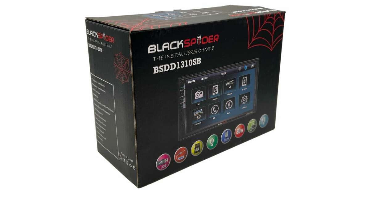 Blackspider BSDD1310SB 2Din Short Base Bluetooth USB Ext Mic Media Player