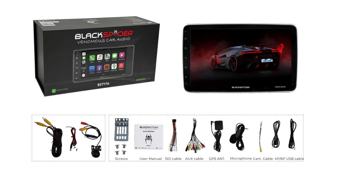 Blackspider Bsm102dd 10.1 Wireless Apple Carplay And Android Auto 2Din Rotate Radio