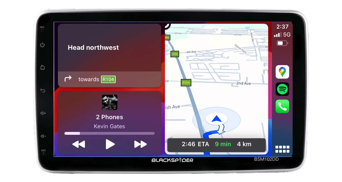 Blackspider Bsm102dd 10.1 Wireless Apple Carplay And Android Auto 2Din Rotate Radio