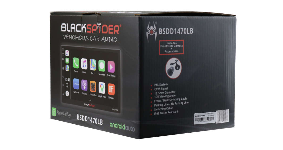 BlackSpider BSDD1470LB 2Din Wireless Apple CarPlay Android Auto Radio Long Base