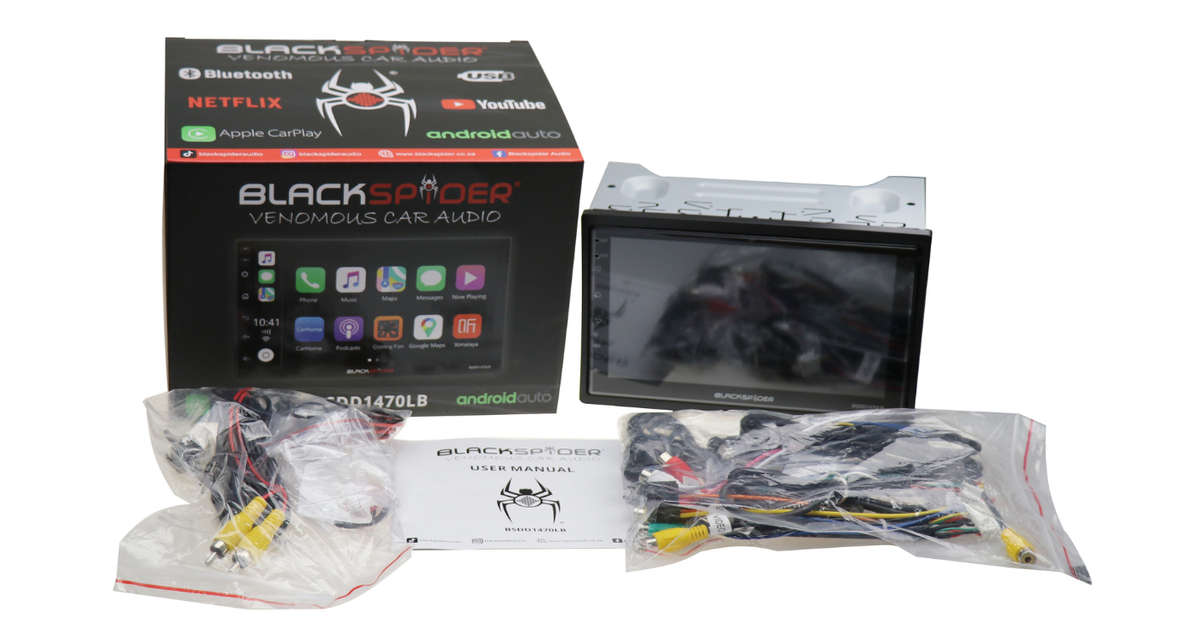 BlackSpider BSDD1470LB 2Din Wireless Apple CarPlay Android Auto Radio Long Base