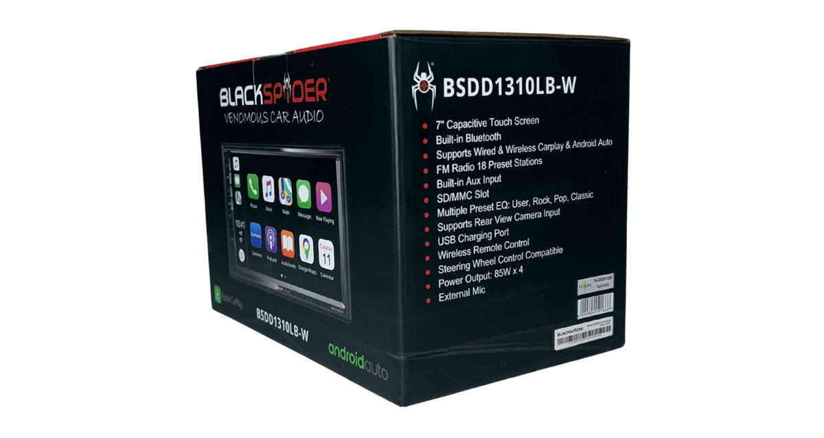 Blackspider Bsdd1310lb-W 2Din Bluetooth Wireless Apple Carplay Android Auto Radio