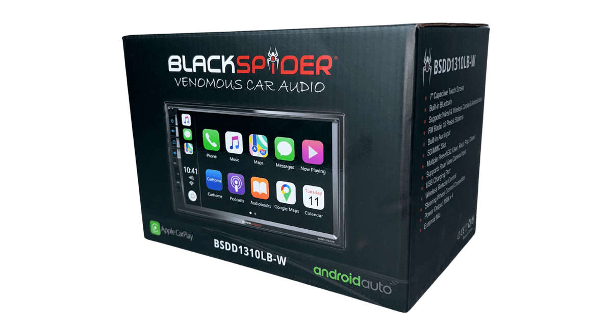 Blackspider Bsdd1310lb-W 2Din Bluetooth Wireless Apple Carplay Android Auto Radio
