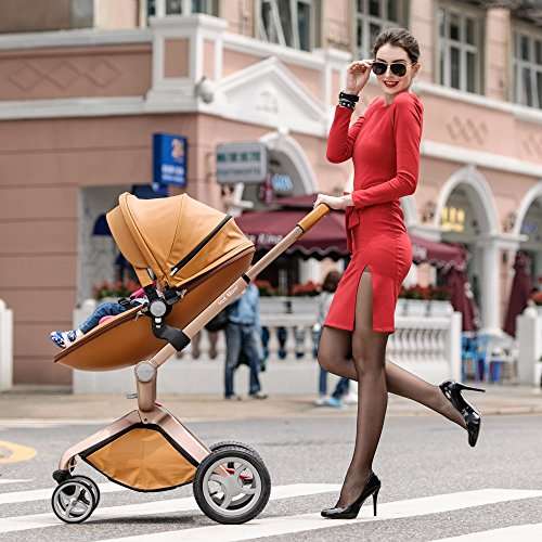 Baby Stroller  Hot Mom Baby Carriage with Bassinet Combo,Brown