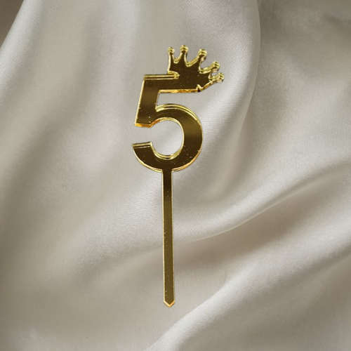 Gold number 5 Acrylic topper