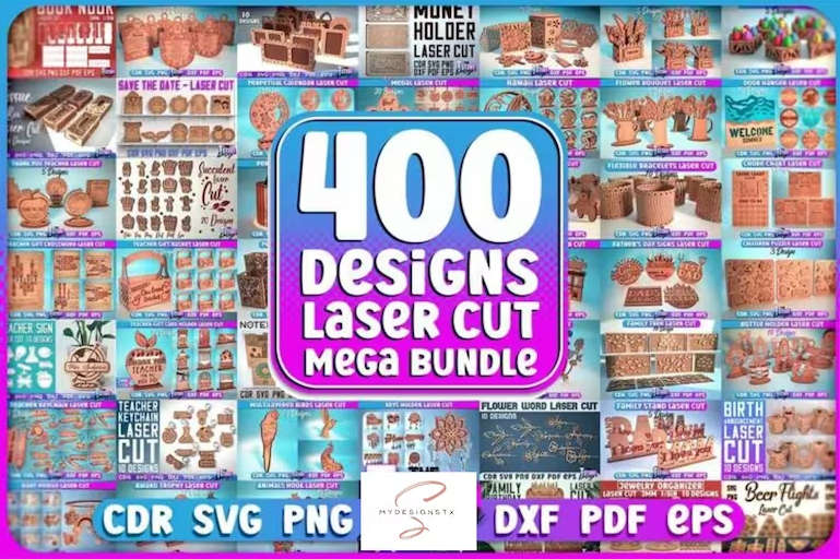 400 Laser Cut Engrave Files, Mega Bundle Design File